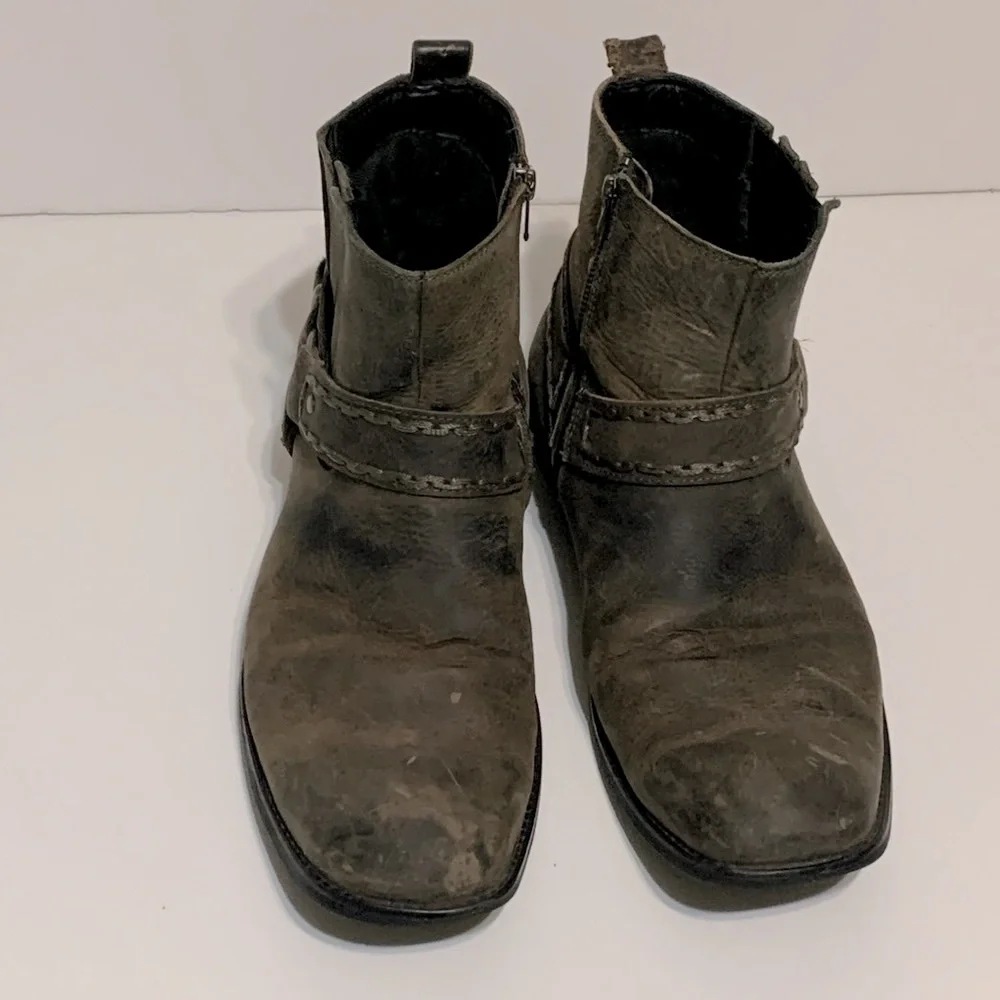 Bed Stu Men's Olive Brown Distressed Leather Harness Boots